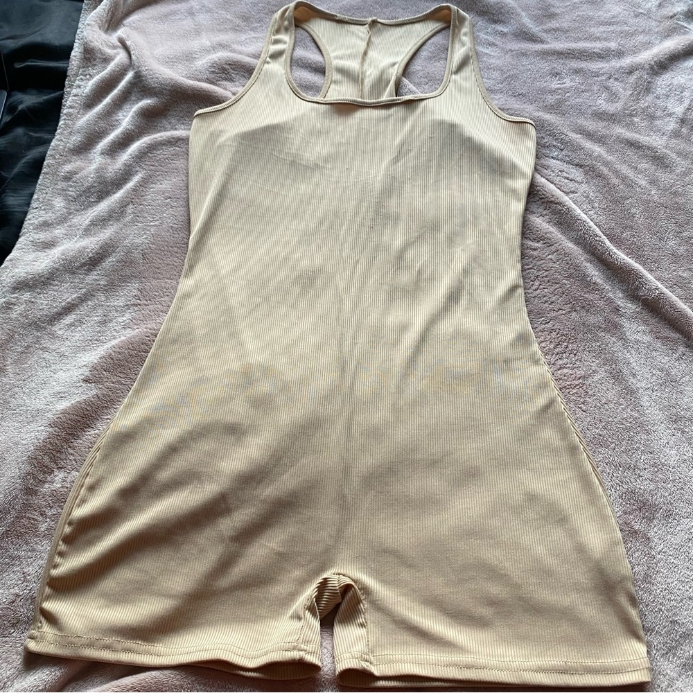 Beige unitard romper